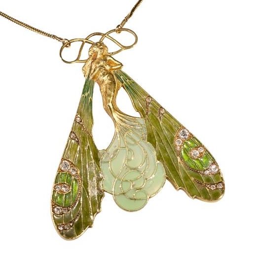 Dragonfly Winged Woman Pendant by René Lalique, 1898-1900, at the Musee Lalique in Wingen-sur-Moder, France.