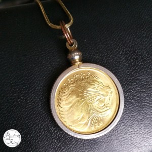 A Gold Cat Necklace, leo coin pendant jewelry.