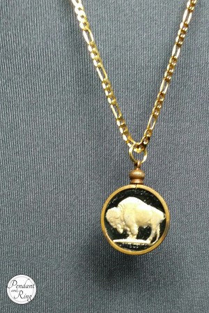 Black and gold Buffalo Indian Nickel Coin Pendant