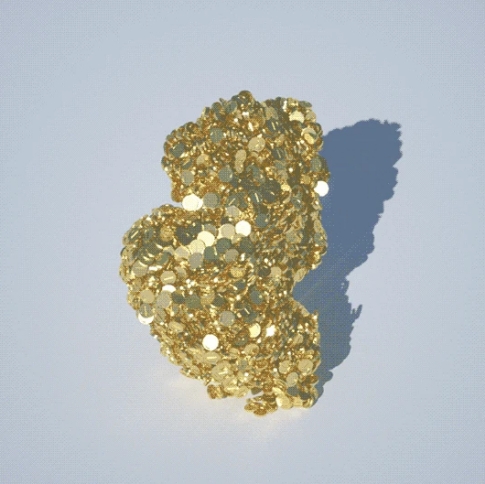 Still image of gold glitter gif rolling in on itself.
