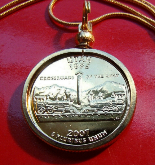 Utah State Quarter Pendant Necklace
