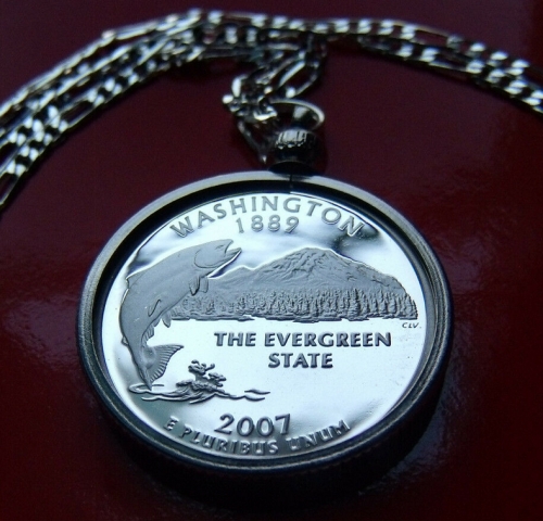 Washington State Quarter Pendant Necklace