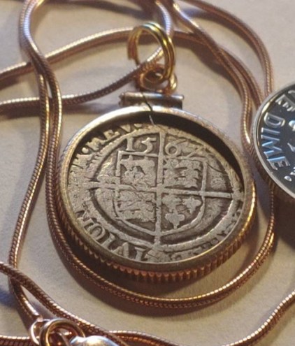 1567 Tudor Era Elizabethan Coin Pendant