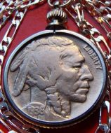buffalo Indian coin pendant