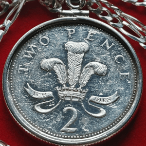 Jewelry birthday present from 1996, Lucky English 2p coin, Birthday coin pendant necklace.